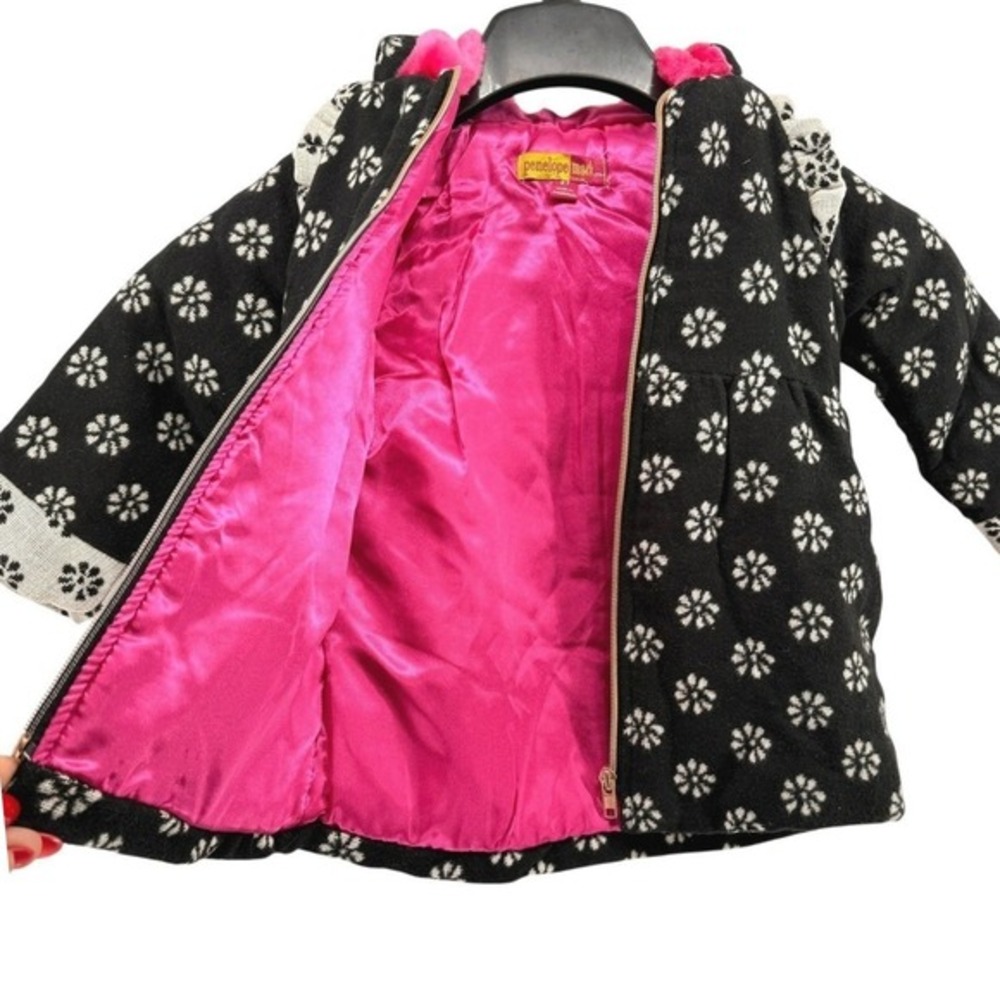 NEW Penelope Mack Floral Daisy Hooded Coat Girls‎ 2T Winter Jacket Black Pink